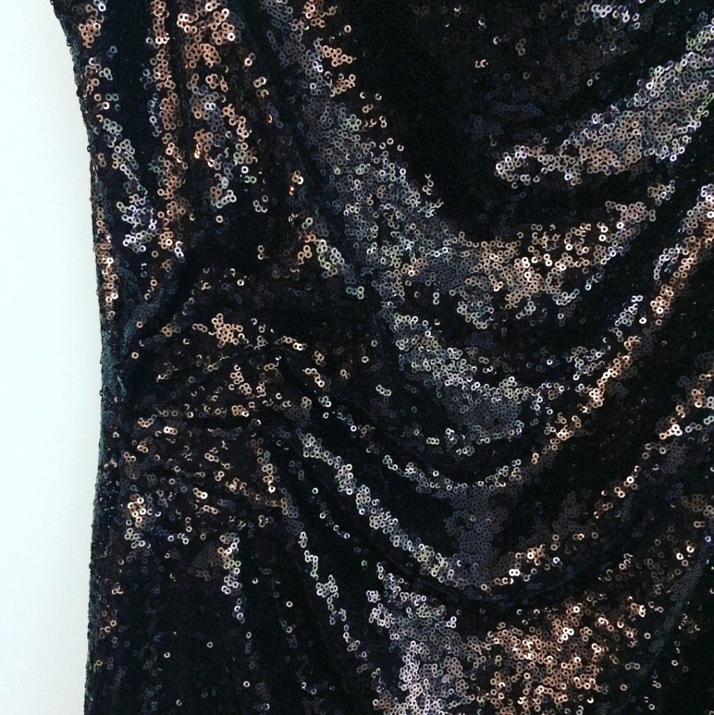 close up on black sequin dress
