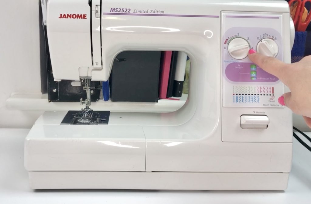 Janome sewing machine showing longer stitch length of 3.75