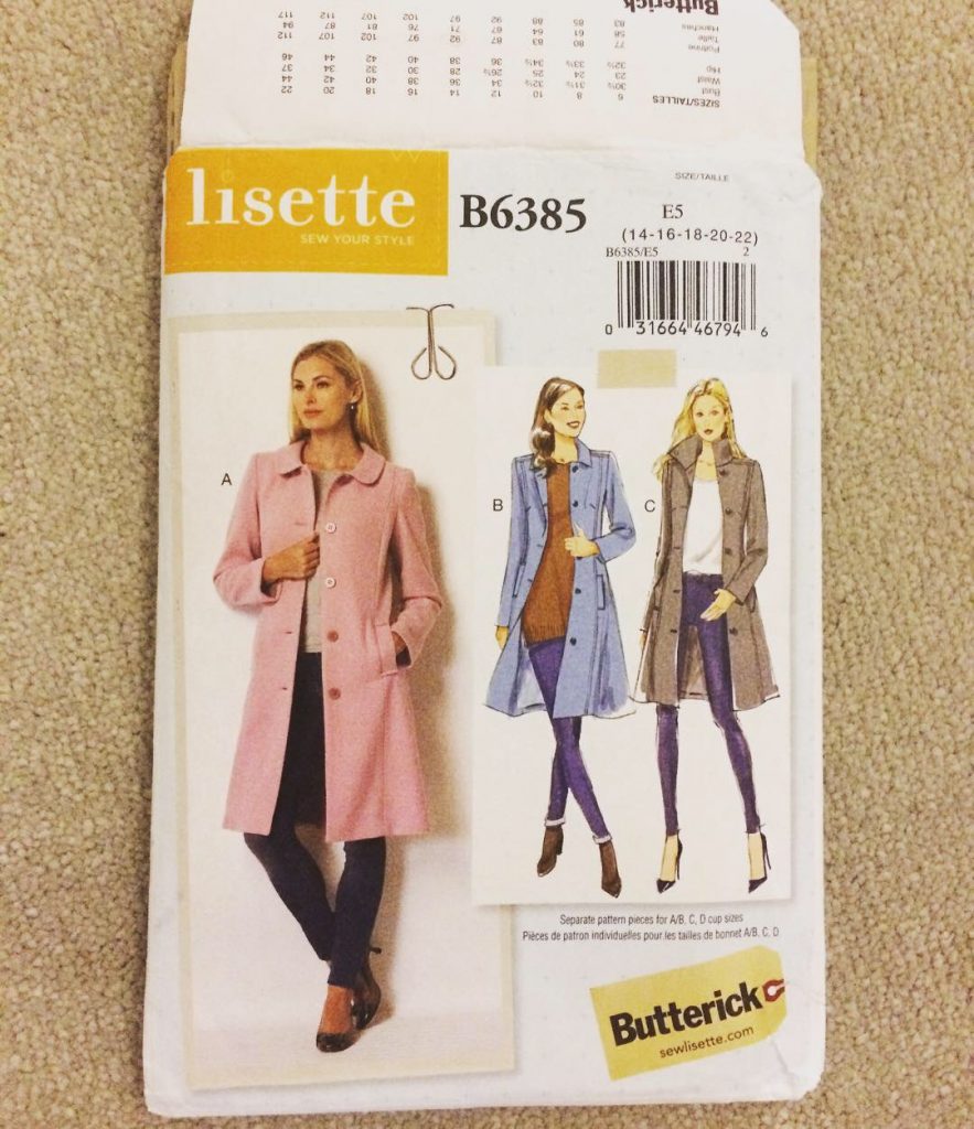 Butterick pattern - basic coat with 3 styles of neckline