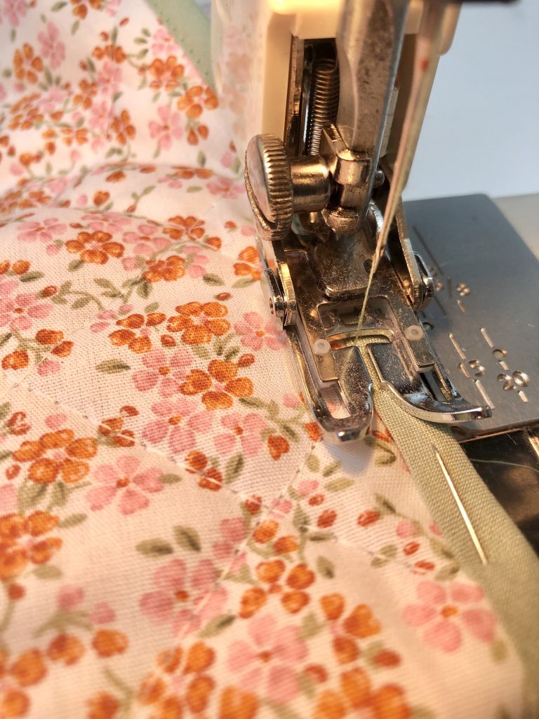 stitching the binding in place