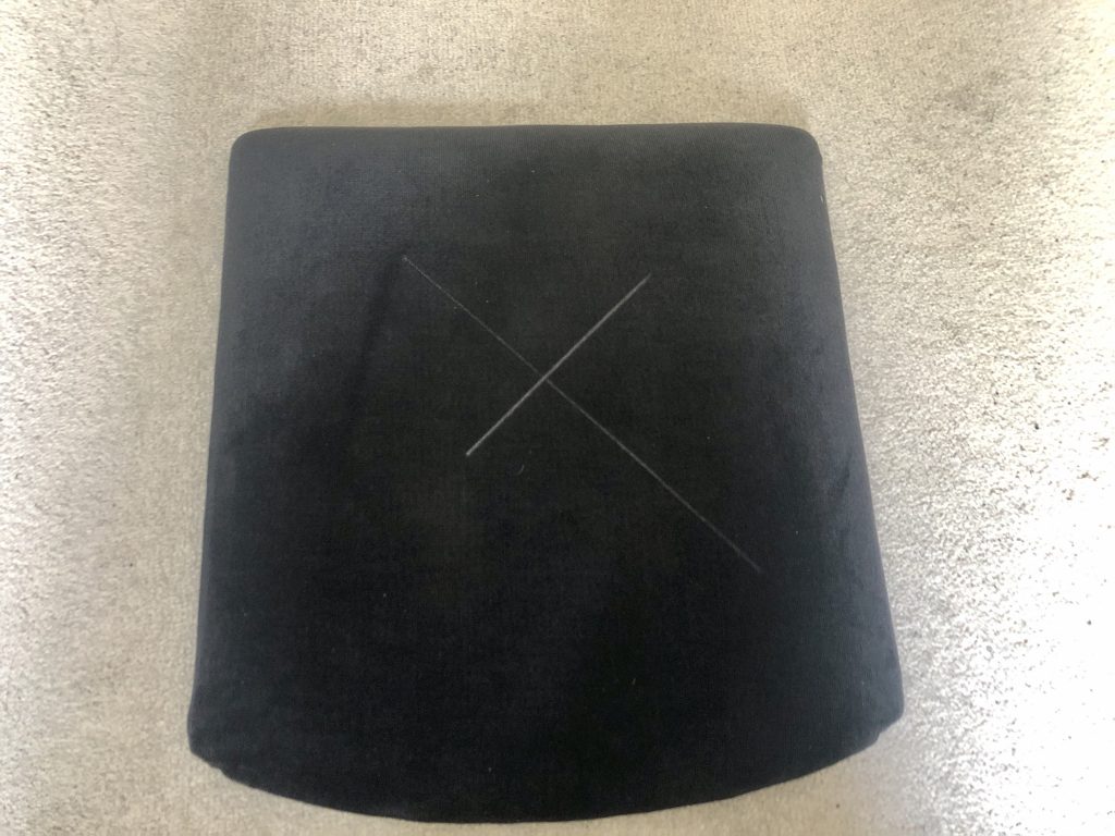 chair pad marked with a X