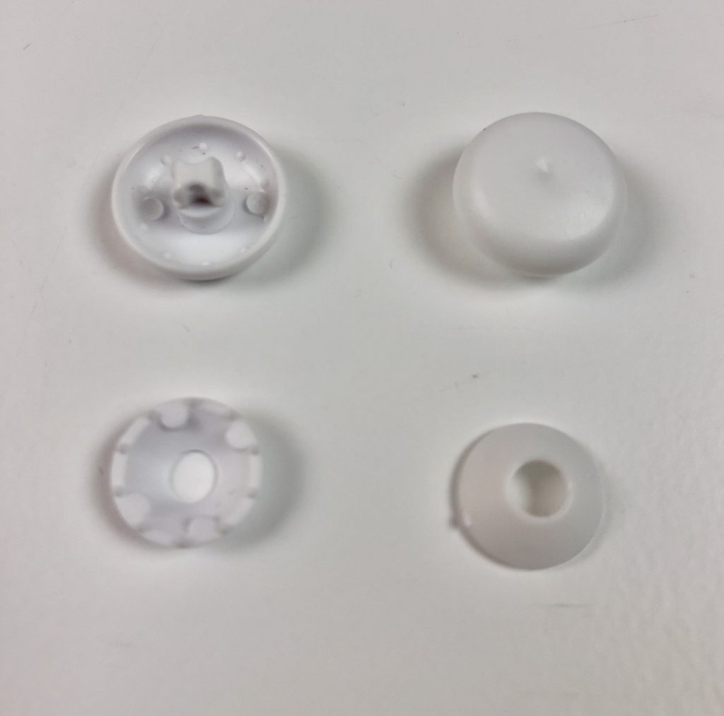 plastic self cover button with a domed bottom