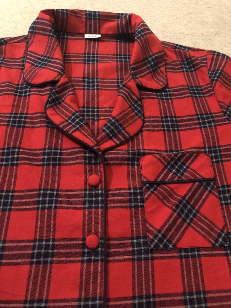Red tartan pyjama top