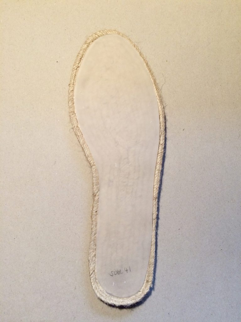 paper pattern laid onto base of shoe