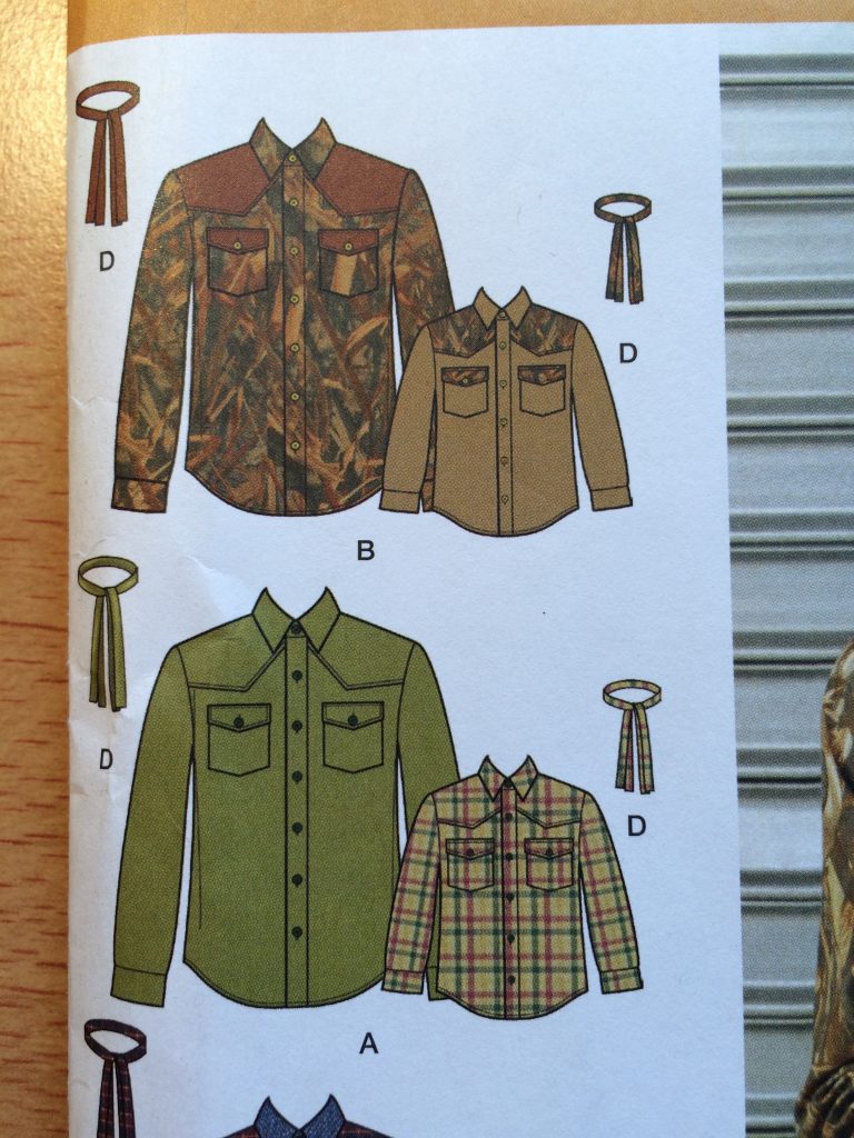 Pattern envelope showing western shirt in camo print