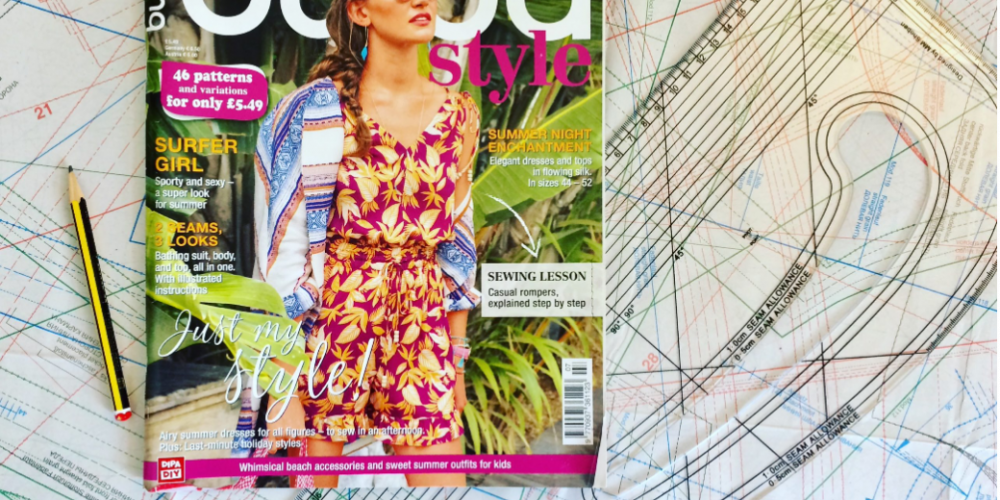 Burda magazine with pattern master ruler and pattern sheets